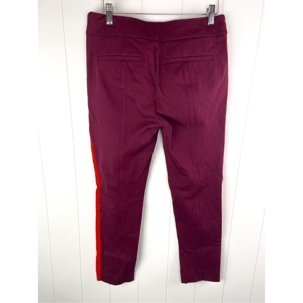 Anthropologie The Essential Slim Striped Trouser Burgundy and Red Size Stripe 4 - Picture 10 of 10
